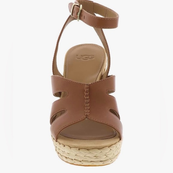 UGG Women's Careena Chestnut Leather Wedge Sandals - Picture 4 of 6